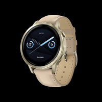 Garmin Venu 4 41mm Gold Leather Premium Smartwatch - Lifestyle Tracker, ECG App, Smart Wake Alarm, Evening Report, Triathlon Profiles, Wheelchair Mode