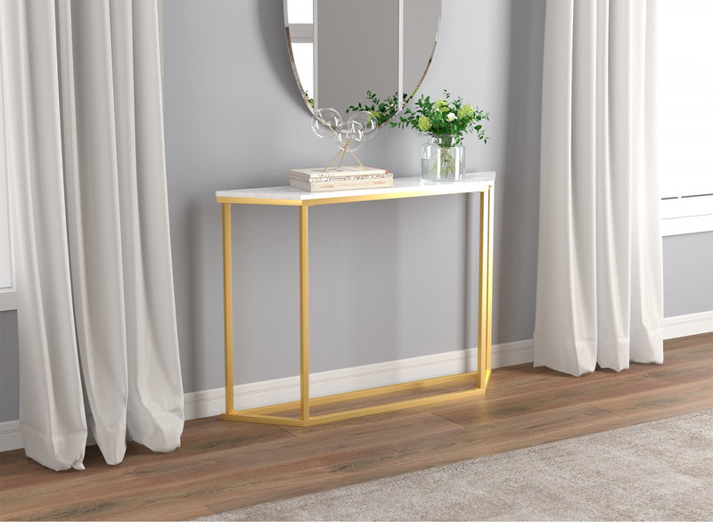 44” Modern Console Table - Marble With Gold Finish