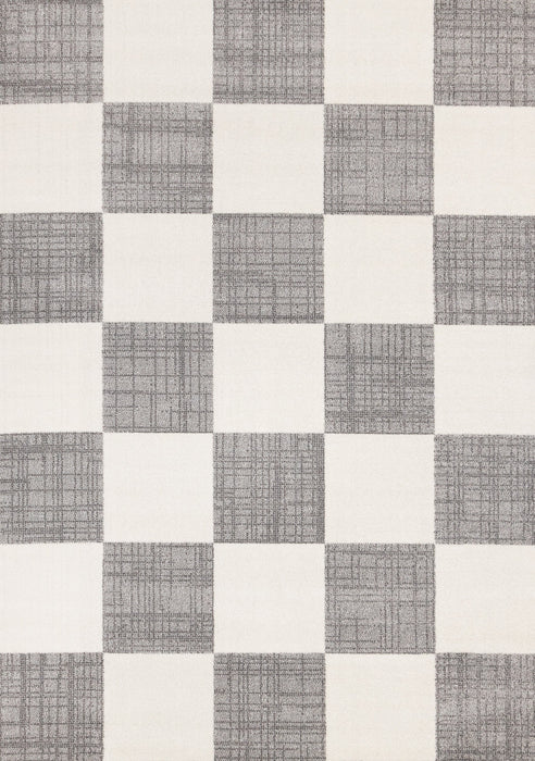 Covington Grey White Checkered Pattern Rug, 7'10\" x 10'6\" Indoor Area Rug