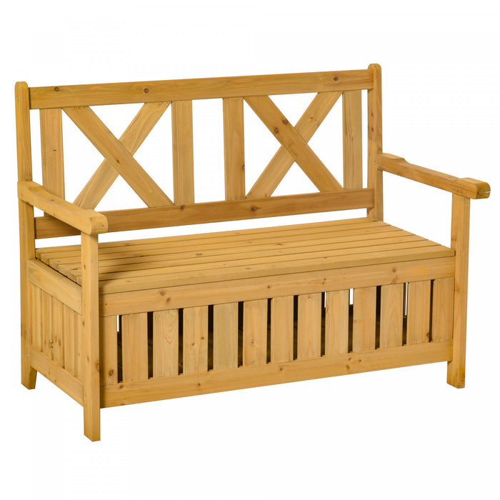 Outsunny 2-seater Wooden Outdoor Bench With 29 Gal Storage Box, Yellow