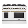 Forno Galiano 48\" White Dual Fual Range, 6.58 cu. ft. double ovens- FFSGS6156-48WHT
