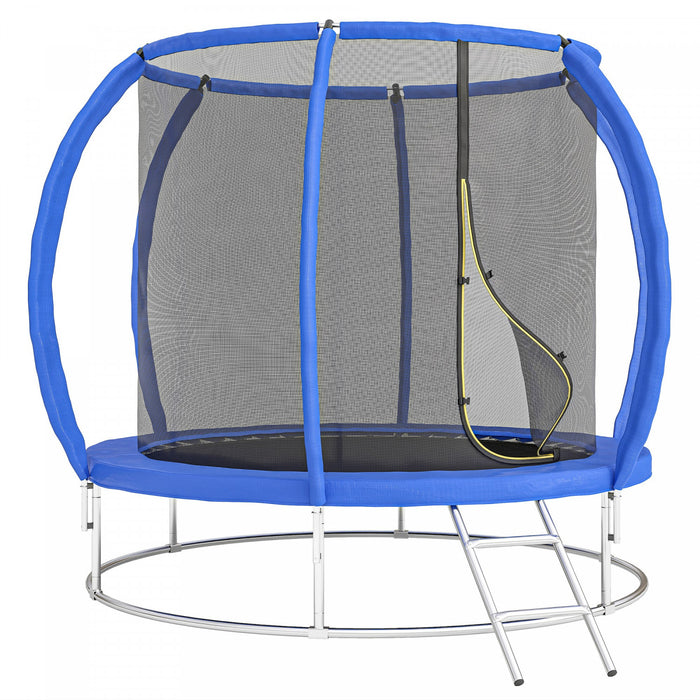 Soozier 8ft Trampoline Outdoor with Enclosure Net, ASTM Certified Recreational Trampoline Rebounder with Galvanized Circular Base, Ladder and Safety Spring Cover