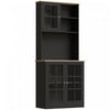 HOMCOM Kitchen Pantry with 3 Storage Cabinets, 2 Open Shelves, Countertop
