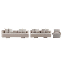 Verandah Mid-Century Modern 3-Piece Sofa Set in Beige 