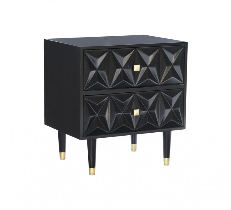 Geo 2-Drawer Textured Nightstand - Black