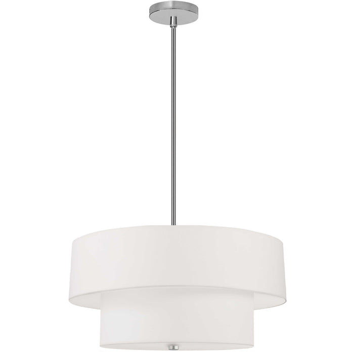 Dainolite Everly 4 Light 2 Tier Pendant Satin Chrome Finish White Shade Lamp