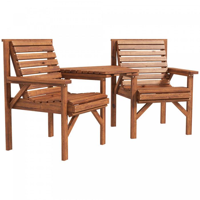 Outsunny 3pcs Outdoor Bench Set For Garden, Backyard, Balcony, Tan Brown