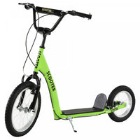 Aosom Kids Scooter For Age 5+, Youth Kick Scooter With Adjustable Handlebar, Front And Rear Dual Brakes, Inflatable Wheels, Green