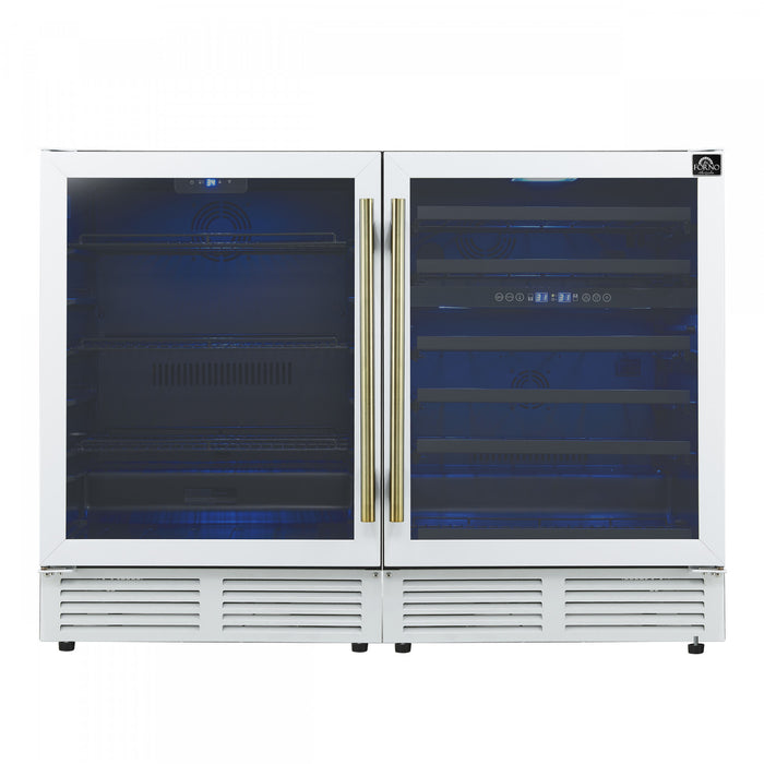 Forno Gemello 48\" Side-by-Side Wine and Beverage Cooler in White , French Door, 9.6 cu. ft. -FWCDR6699-48WHT