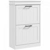 HOMCOM Narrow Shoe Cabinet for Entryway with Flip Drawers Adjustable Shelf