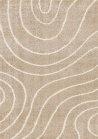 Fairmont Taupe Cream Curved Lines Rug, 7'10