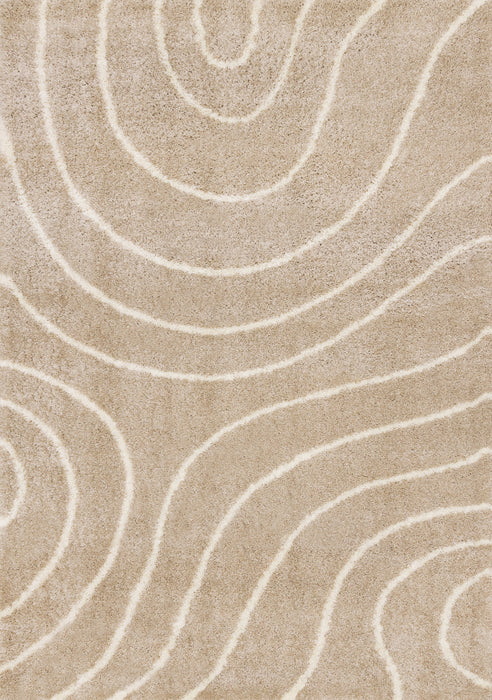 Fairmont Taupe Cream Curved Lines Rug, 7'10\" x 10'6\" Indoor Area Rug