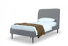 Heather Mid-Century Modern Velvet Upholstered Twin Bed in Gray and Black