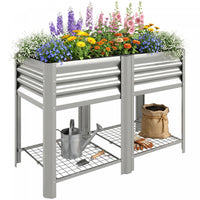 Outsunny Raised Garden Bed with Storage Shelf 31.5