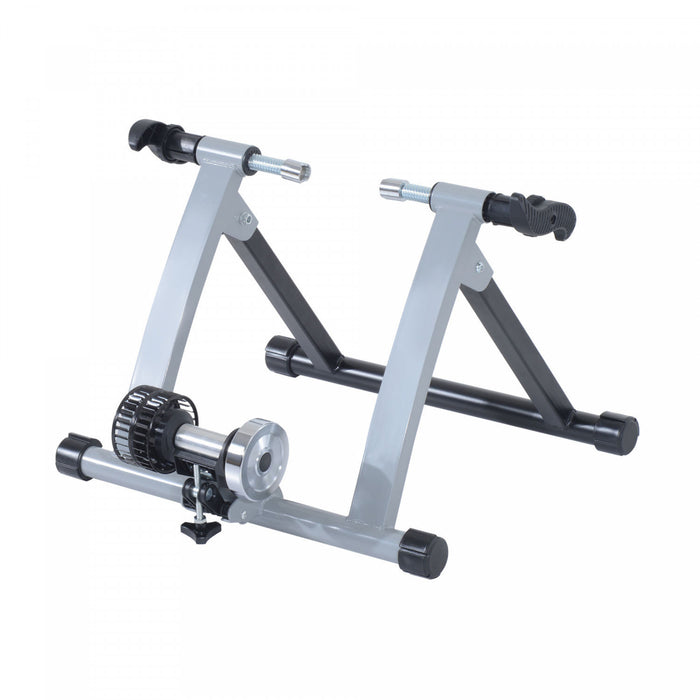 Soozier Foldable Indoor Bike Trainer, Stationary Bicycle Stand For Riding Exercise, 26-28\" & 700c Wheels, Silver