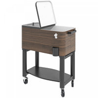 Outsunny Patio Cooler Cart, 60qt Outdoor Cooler with Locking Wheels, Brown