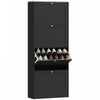 HOMCOM Shoe Cabinet with 4 Flip Drawers and Adjustable Shelves, Black