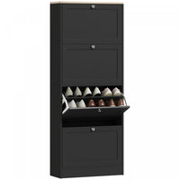 HOMCOM Shoe Cabinet with 4 Flip Drawers and Adjustable Shelves, Black