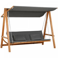 Outsunny 3 Seater Patio Swing Chair With Canopy Convertible Porch Swing Bed