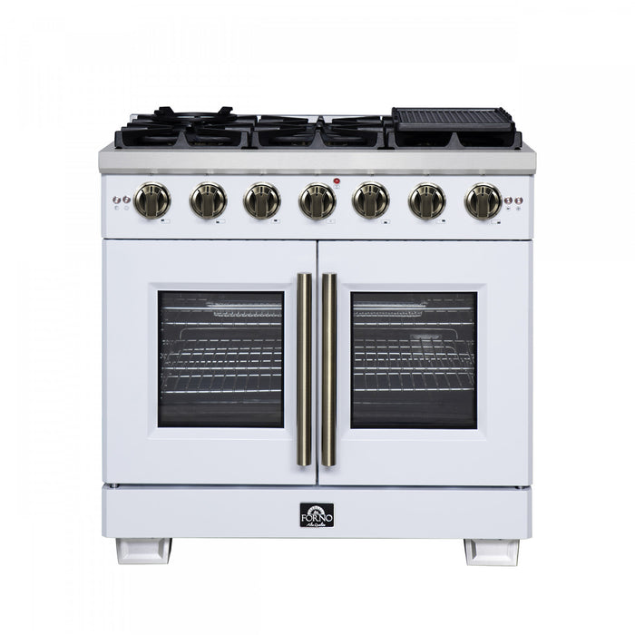 Forno Capriasca 36\" White Gas Range 5.36 cu.ft -FFSGS6460-36WHT