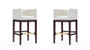 Kingsley Mid-Century Modern Wood Upholstered Barstool in Ivory - Set of 2