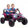 Qaba 24V 2 Seater Ride On Car for Kids, Electric Kids UTV with Dual 120W Motors, Remote Control, 4-Wheel Suspension, Soft Start, Seat Belt, Rear Storage, Music for Ages 3-8, Pink
