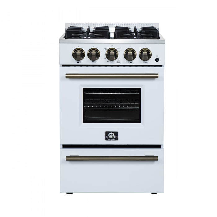 Forno Breno 24\" Freestanding Gas Range, White - FFSGS6290-24WHT