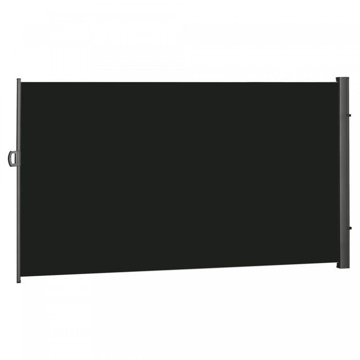 Outsunny 118\" X 79\" Retractable Side Awning Patio Outdoor Folding Privacy Screen With Resistance To Uv Rays & Wind, Black