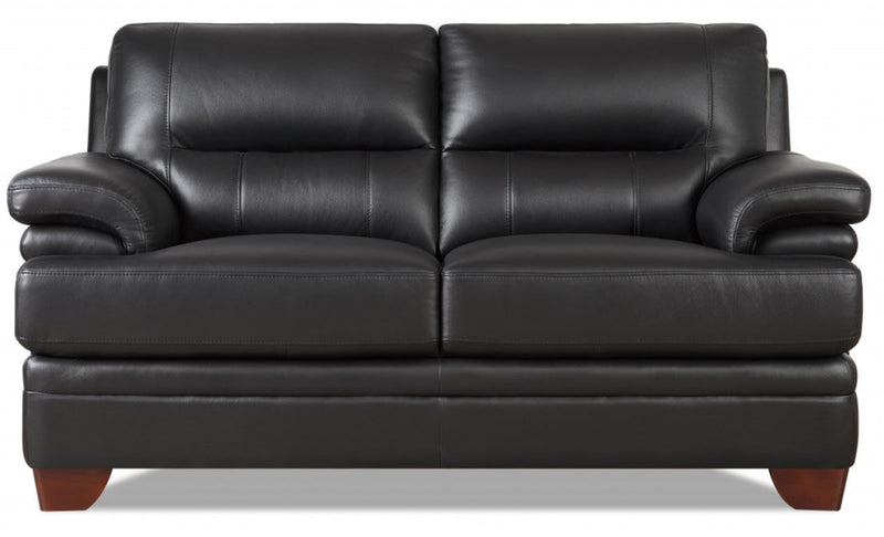 Hydeline Luxor Leather Loveseat - Black