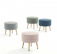 Bailey Mid-Century Modern 1-Piece Accent Ottoman in Blue, Gray, Wheat and Sage Green 