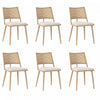 Oliver Modern Dining Chairs with PU Upholstered and PE Rattan Backrest Set of 6,Beige