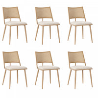 Oliver Modern Dining Chairs with PU Upholstered and PE Rattan Backrest Set of 6,Beige
