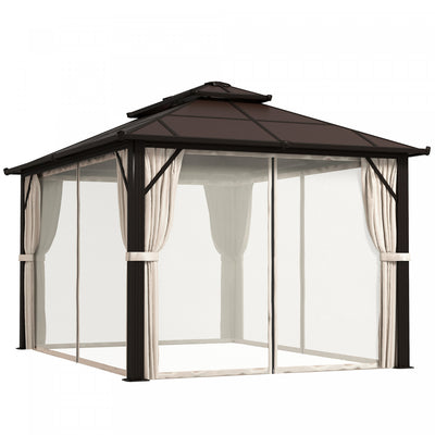 Outsunny 10' X 13' Hardtop Gazebo With Polycarbonate Roof, Aluminum Frame