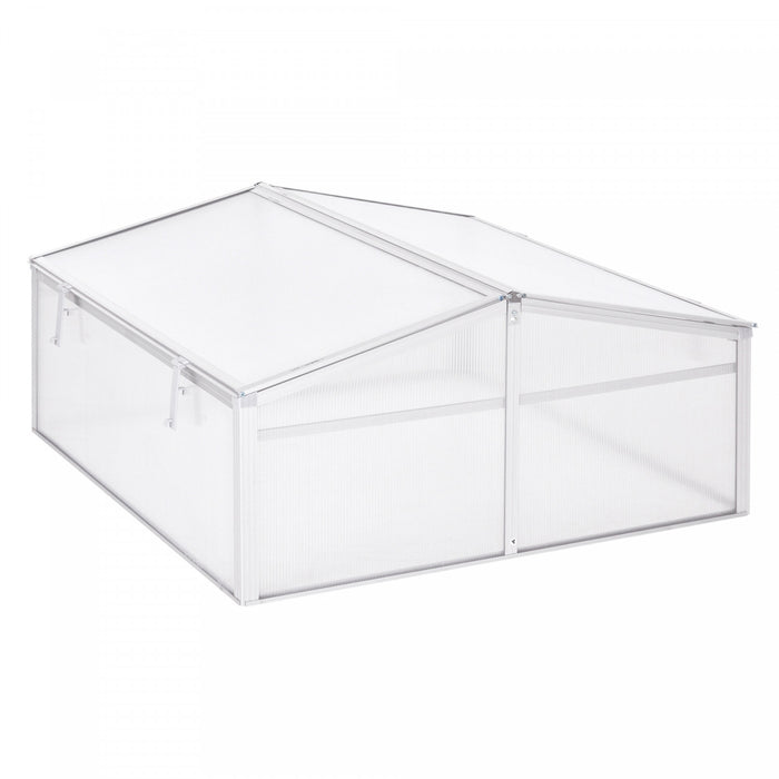 Outsunny Aluminium Cold Frame Greenhouse Garden Portable Raised Planter With Openable Top For Indoor, Outdoor, Flowers, Vegetables, Plants, 39\" X 39\" X 19\"