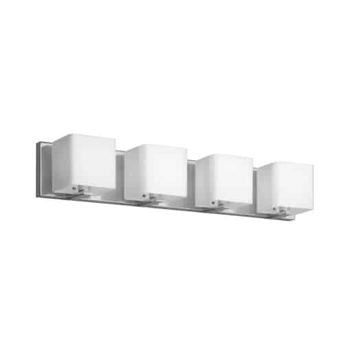 Dainolite Verona 4 Light Vanity Light Polished Chrome Finish Frosted Glass Shade Lamp