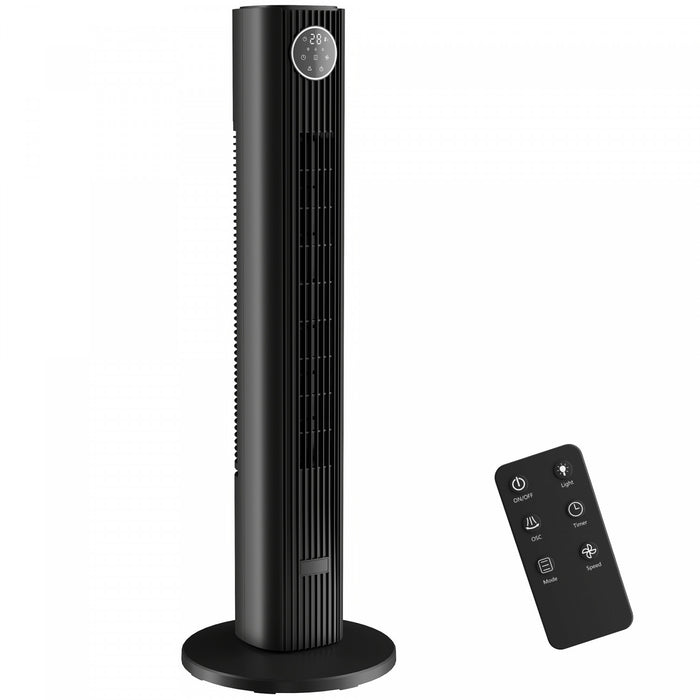 HOMCOM 28dB Tower Fan for Bedroom, 26 ft/s Velocity Standing Fan, Black