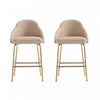 Gracie Modern Metal Upholstered Counter Stool in Tan and Gold - Set of 2