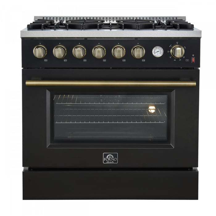 Forno Marco 36-inch Gas Range, Black ,4.32 cu.ft - FFSGS6277-36BLK