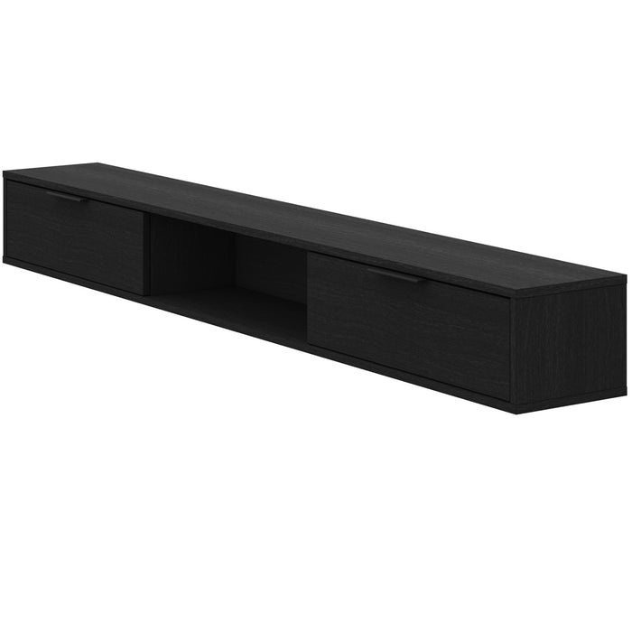 Nordika Slim 72\" Wall-Mounted TV Stand with 2 Storage Cabinets - Black