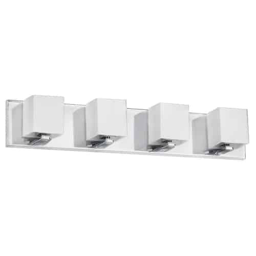 Dainolite Verona 4 Light Vanity Light Polished Chrome Finish White Glass Shade Lamp