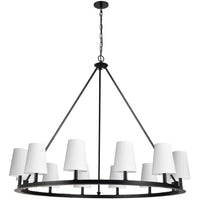 Dainolite Colby 12 Light Chandelier Matte Black White Shades Lamp