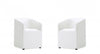 Anna Round Modern Vegan Leather Armchair in White - Set of 2