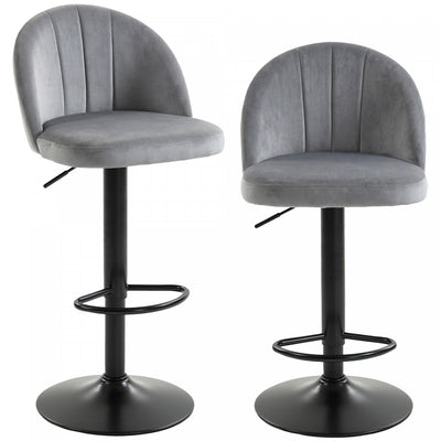 HOMCOM Bar Stools Set of 2, Swivel Counter Height Barstools, Grey