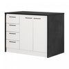 Myro Kitchen Island With Storage - Faux Black Stone And White 