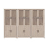 Jodie Mid-Century Modern 31\" Bookcase Cabinet in Whitewashed Oak (6-Shelf) - Set of 3