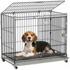 PawHut Dog Crate, 30 Inch Metal Dog Cage with Removable Tray, Lockable Wheels, 2 Doors for Small Medium Breeds, Black