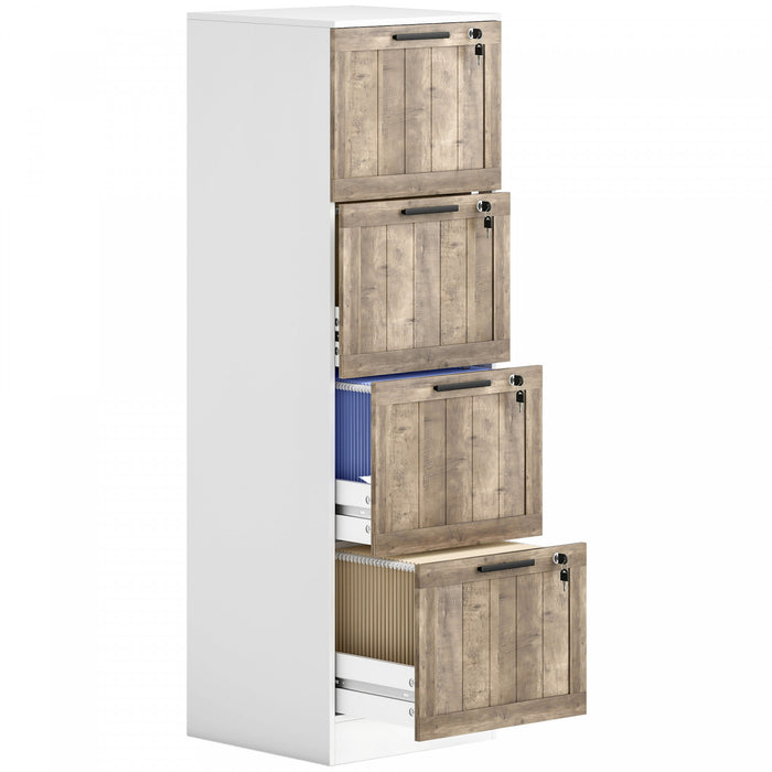 HOMCOM 4 Drawer File Cabinet with Lock Filing Cabinet for A4 Letter White