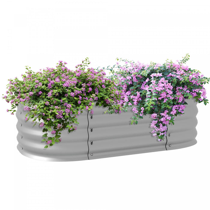 Outsunny 3.4' X 2' X 1' Galvanized Raised Garden Bed Kit, Metal Elevated Planter Box With Safety Edging, Easy Diy For Growing Flowers, Herbs, Succulents, Silver