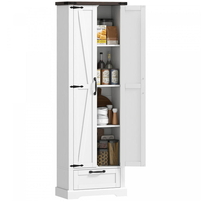 HOMCOM 71\" Pantry Cabinet, Kitchen Storage Cabinet with 2 Doors, White