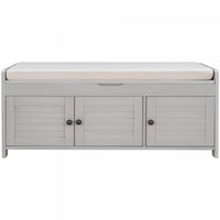Olivia Pine Wood Storage Bench With 3-door Shoe Cabinet With Hidden Compartment - Grey 